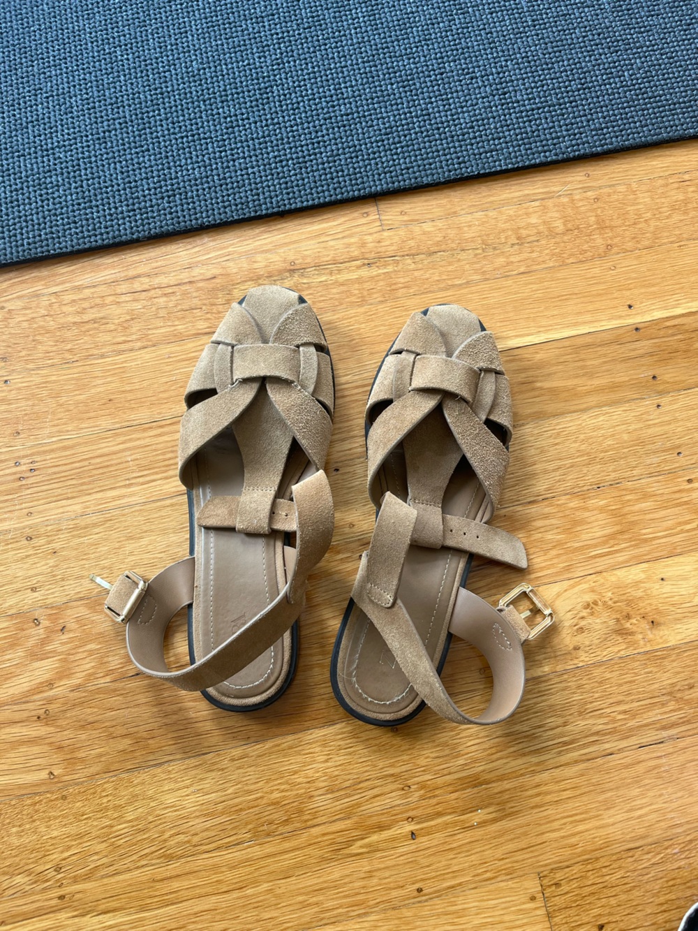 Zara Taupe Suede Ankle-Strap Sandals